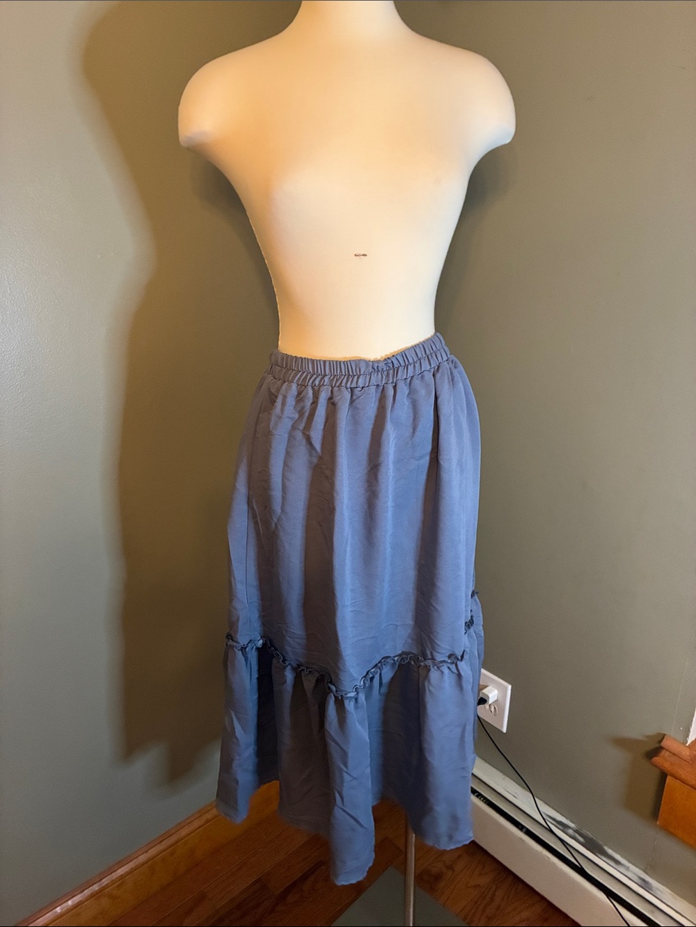 Hayden Dusty Blue Tiered Midi Skirt